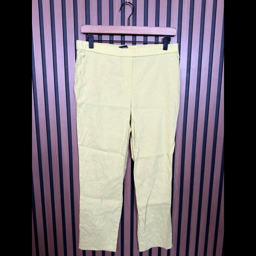 Theory Pants 8 / M Womens Yellow Linen Blend Stretch Elastic Waist